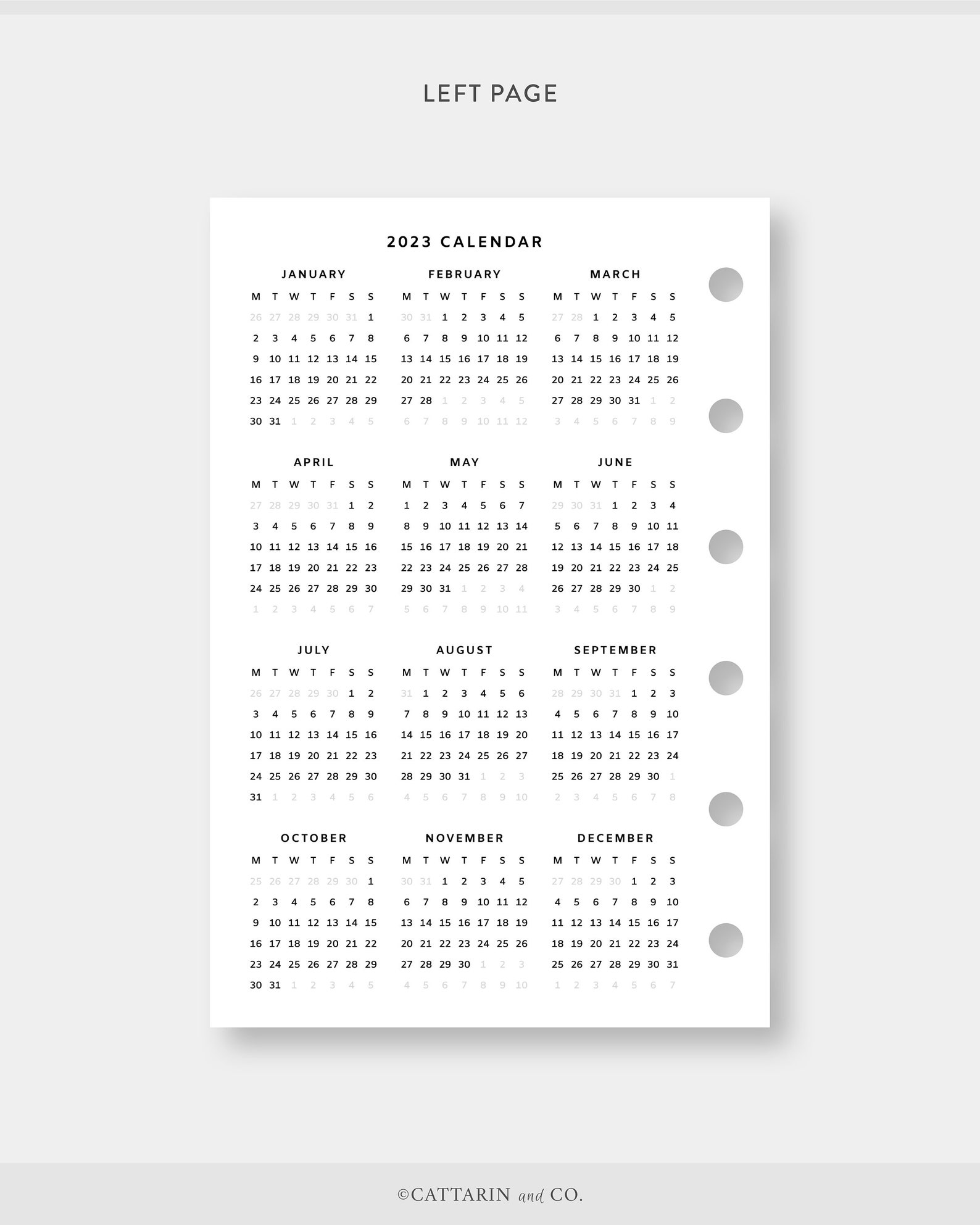 Pocket 2022 2023 Yearly Calendar Printable Year at a - Etsy
