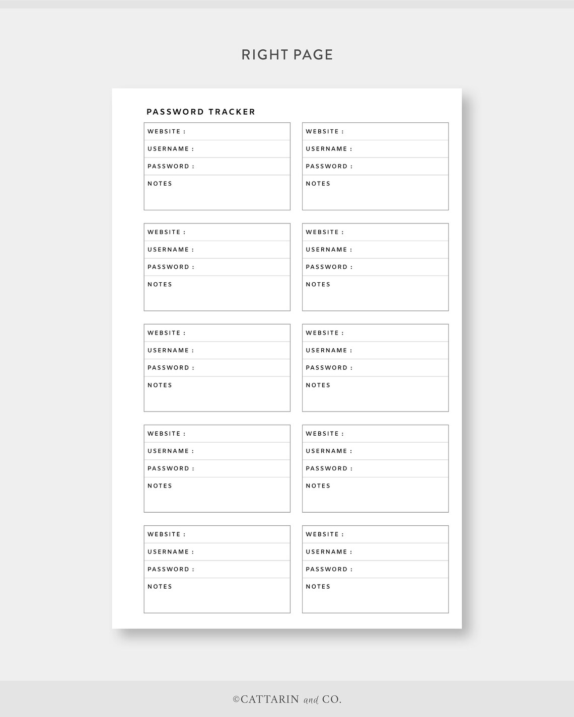Half Letter Password Tracker Printable Password Log - Etsy