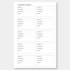 Half Letter, Password Tracker Printable | Password Log Password Keeper ...
