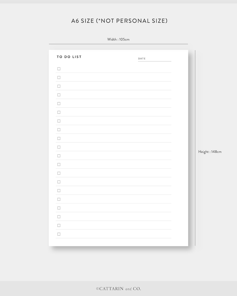 A6, Daily to Do List Checklsit | Day on One Page | Undated Simple ...