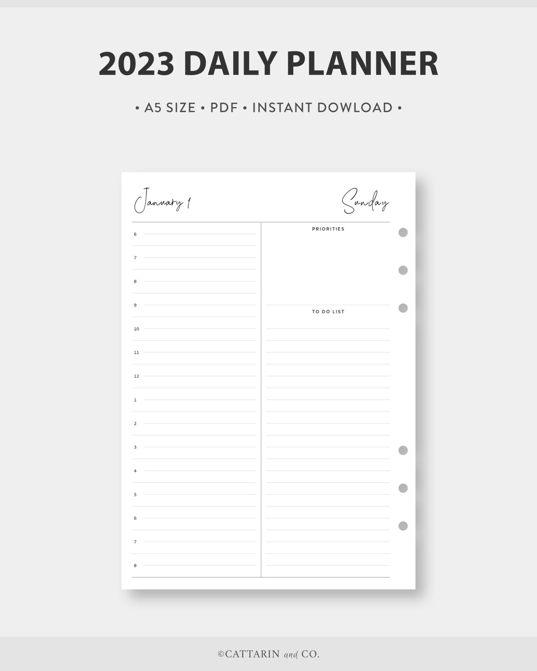 A5 2023 Daily Planner Printable Day on One Page Dated to Etsy Australia