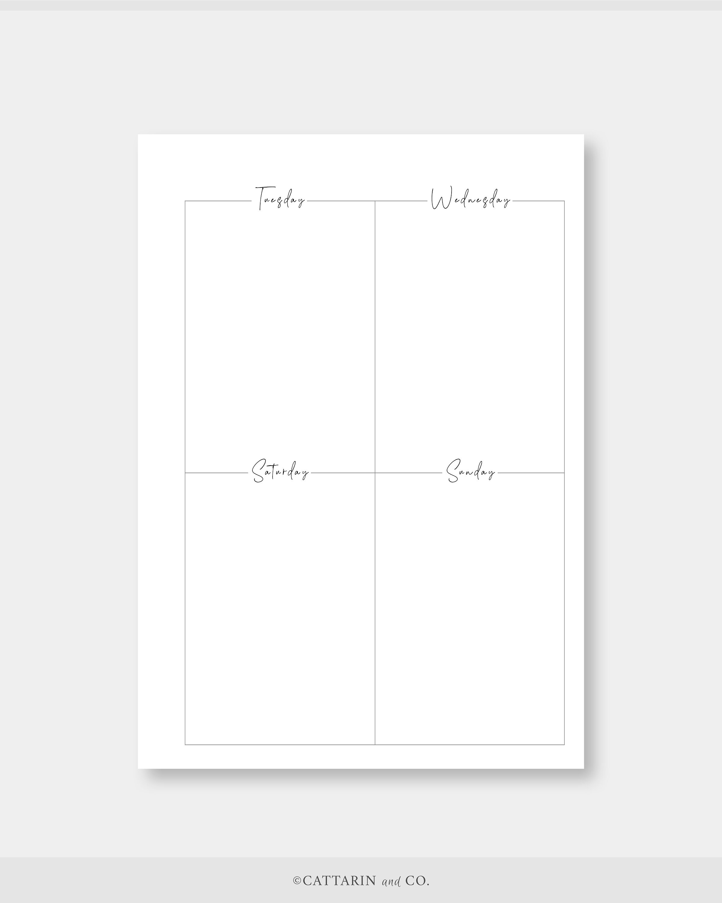 Personal Wide, Weekly Planner Printable Week on Two Pages Wo2p Undated ...