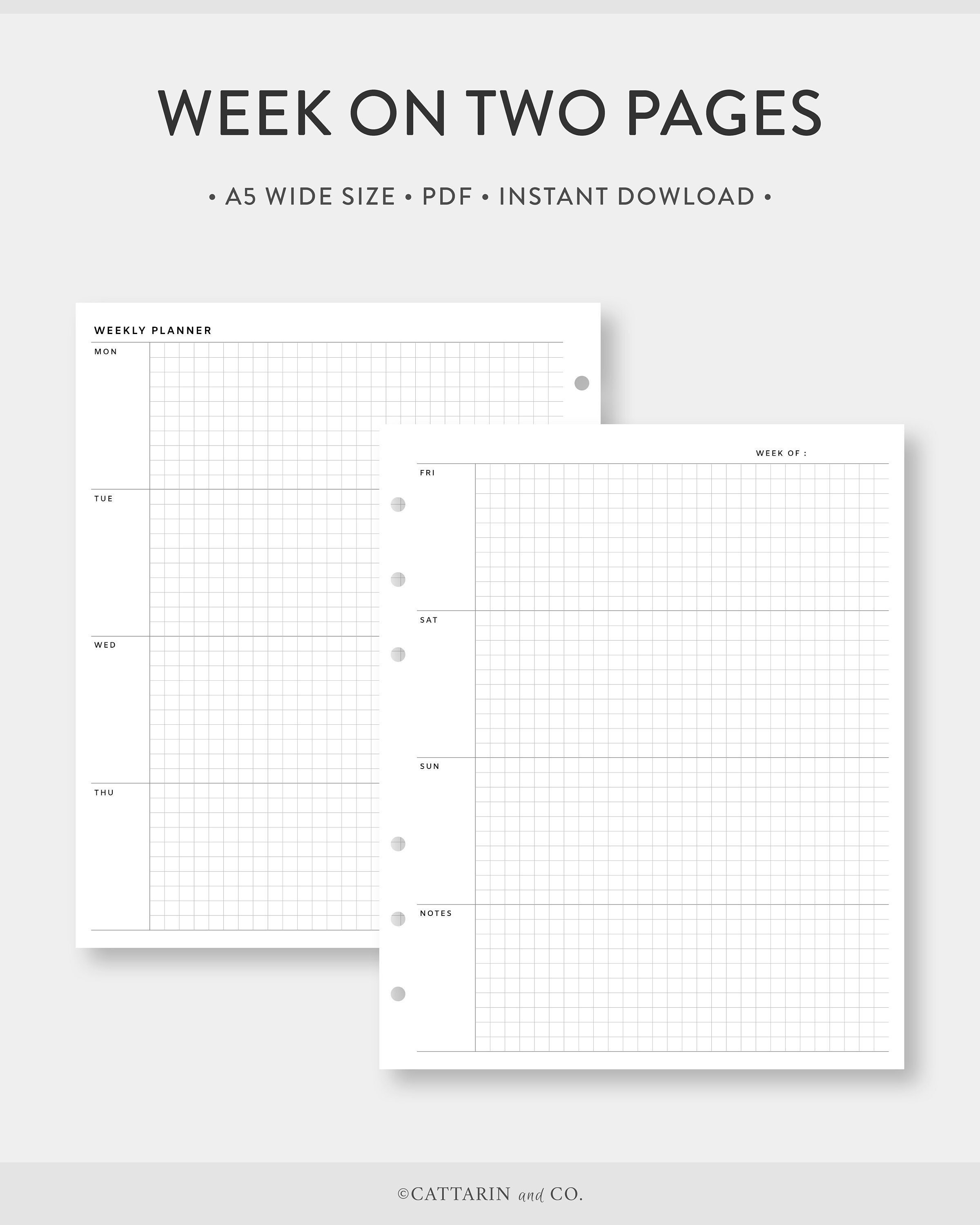 Paper A5 Printed Square Grid Note Planner Inserts Paper & Party