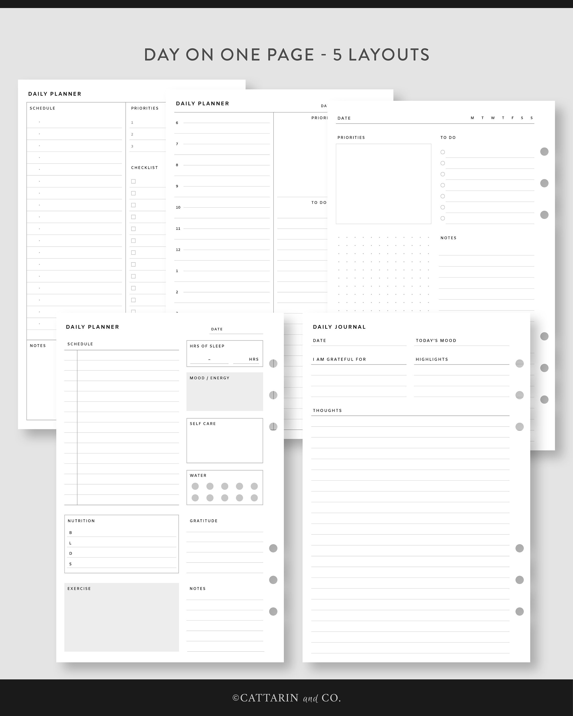 Half Letter, Undated Planner Bundle | Printable Planner Kit | Yearly ...