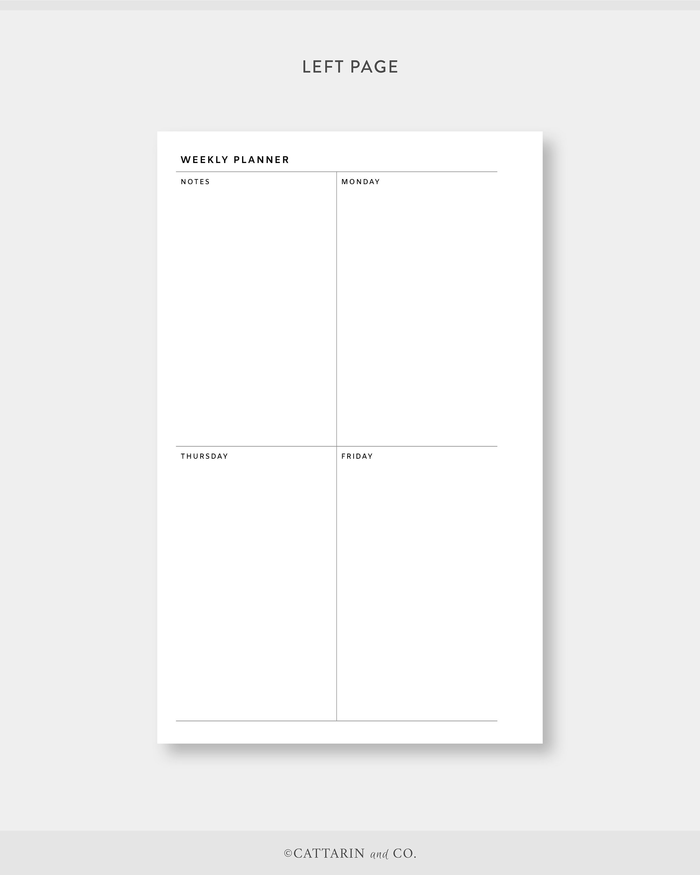 FC Compact, Weekly Planner Printable Week on Two Pages Undated Template ...