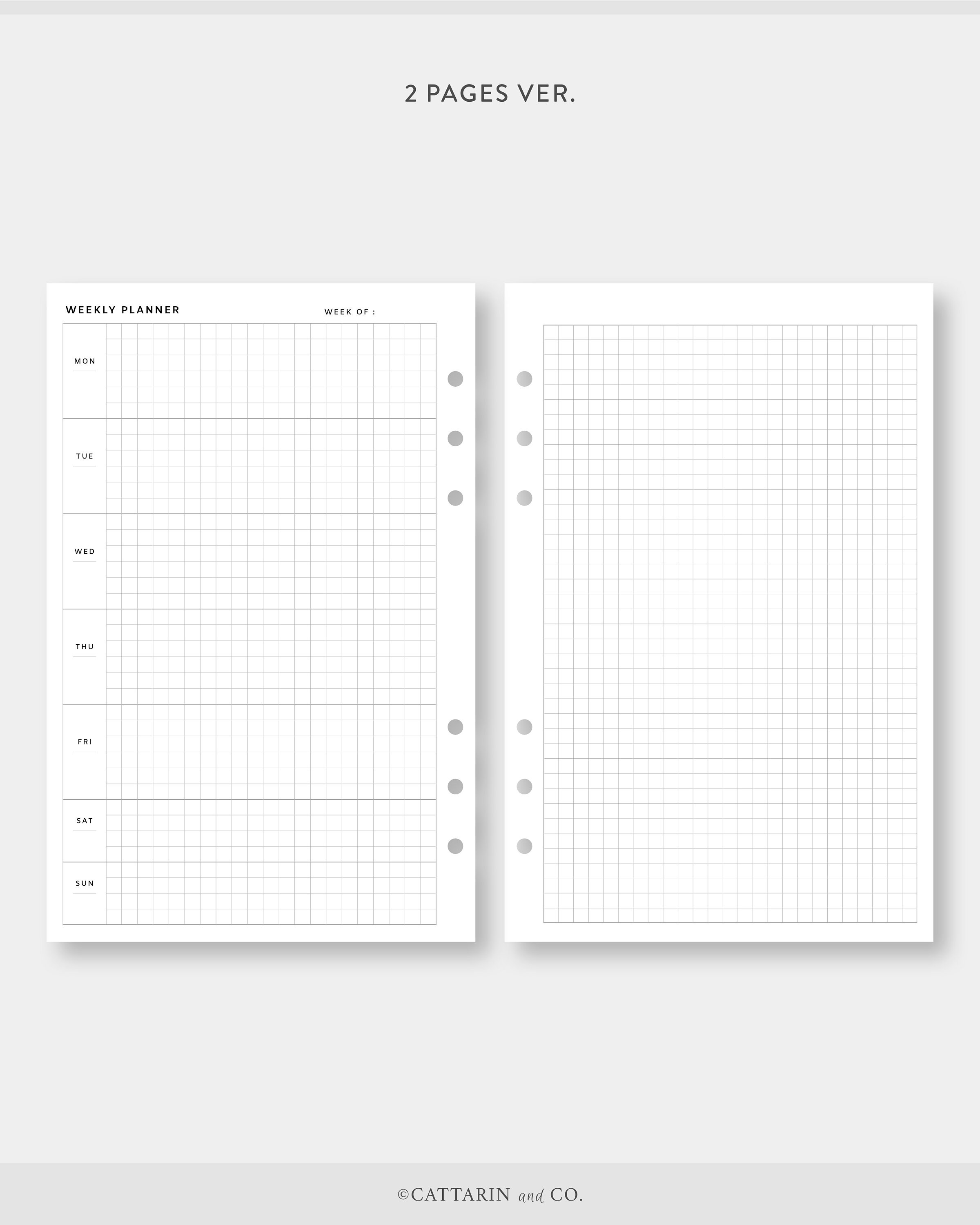 Half Letter Undated Weekly Planner Grid Paper Week on Two - Etsy