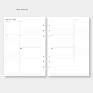 A5, Weekly Planner Printable | Week on Two Pages | Effective to Do List ...