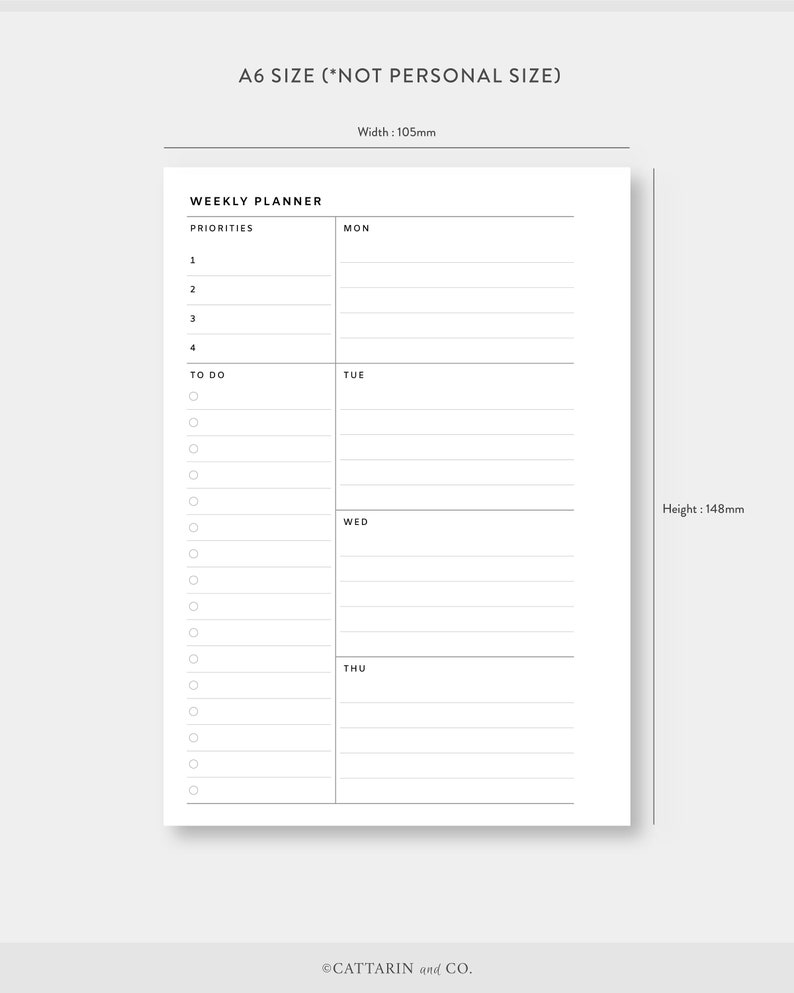 A6 Weekly Planner Printable Week on Two Pages Effective - Etsy