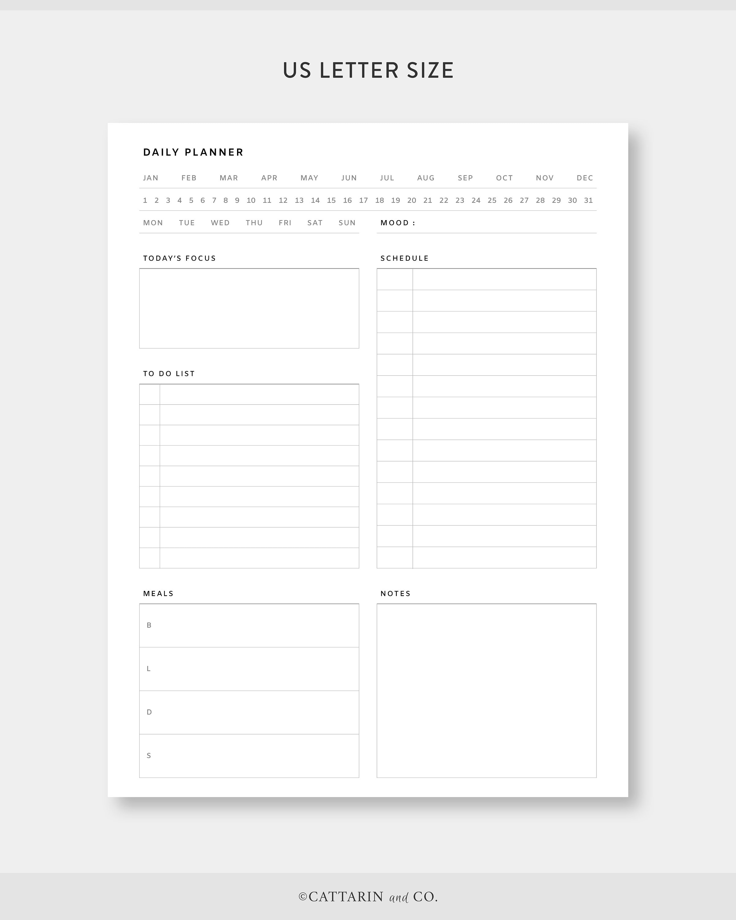 A4 US Letter, Daily Planner Printable - Etsy