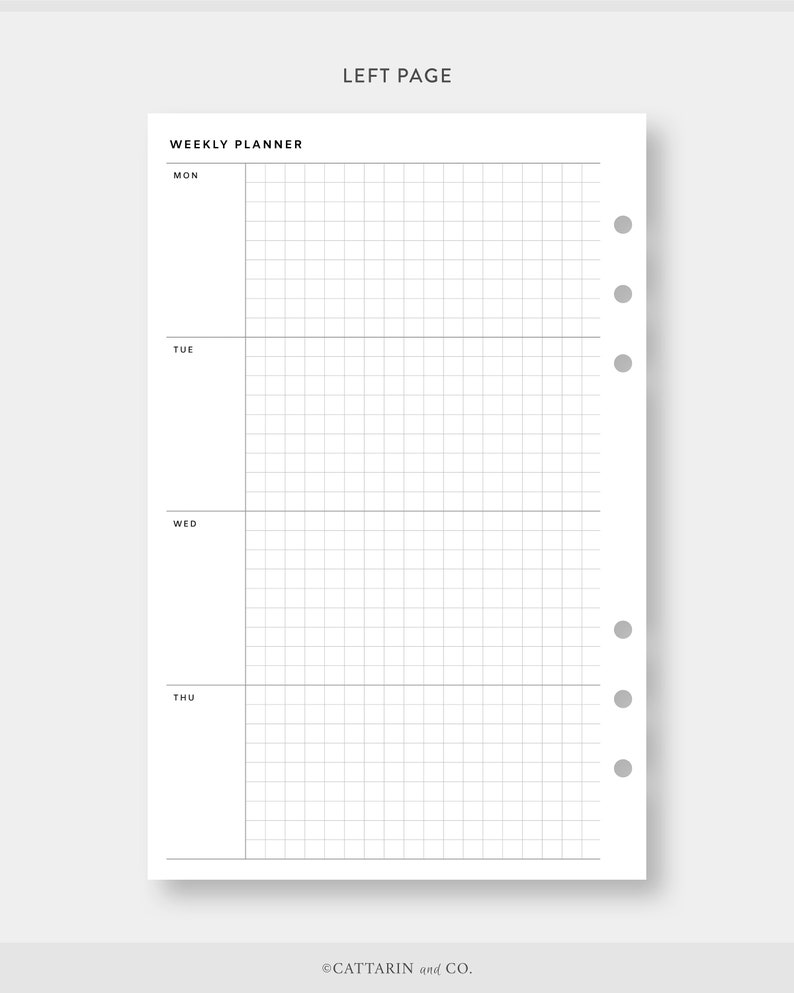 Half Letter, Weekly Planner Printable Grid Week on Two Pages Undated ...