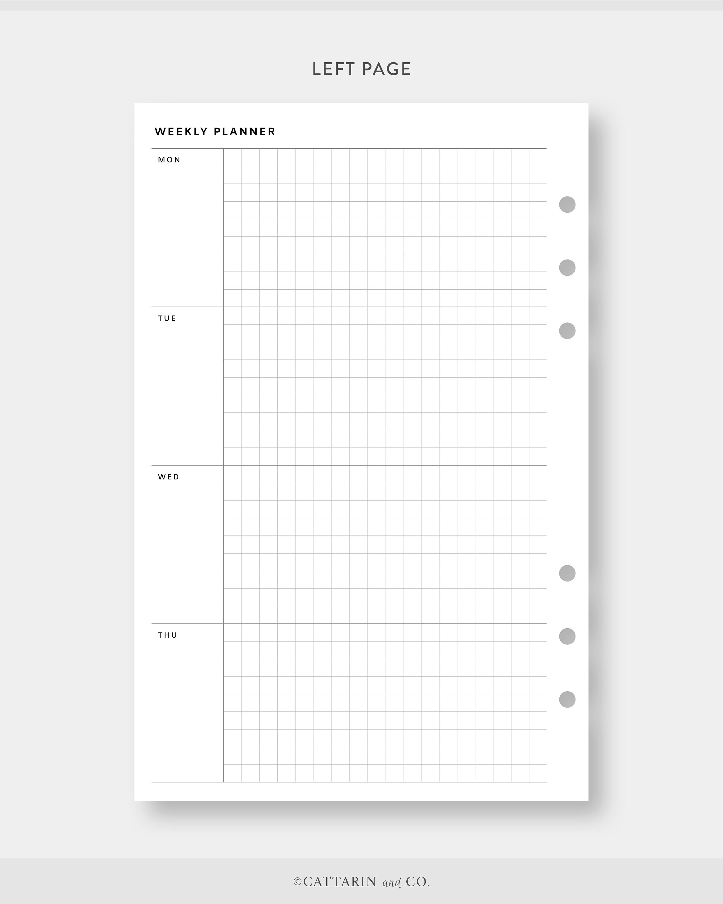 Half Letter, Weekly Planner Printable Grid Week on Two Pages Undated ...
