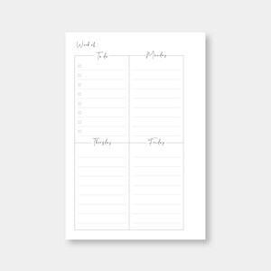 Pocket, Weekly Planner Printable | Week on Two Pages Wo2p | Undated ...