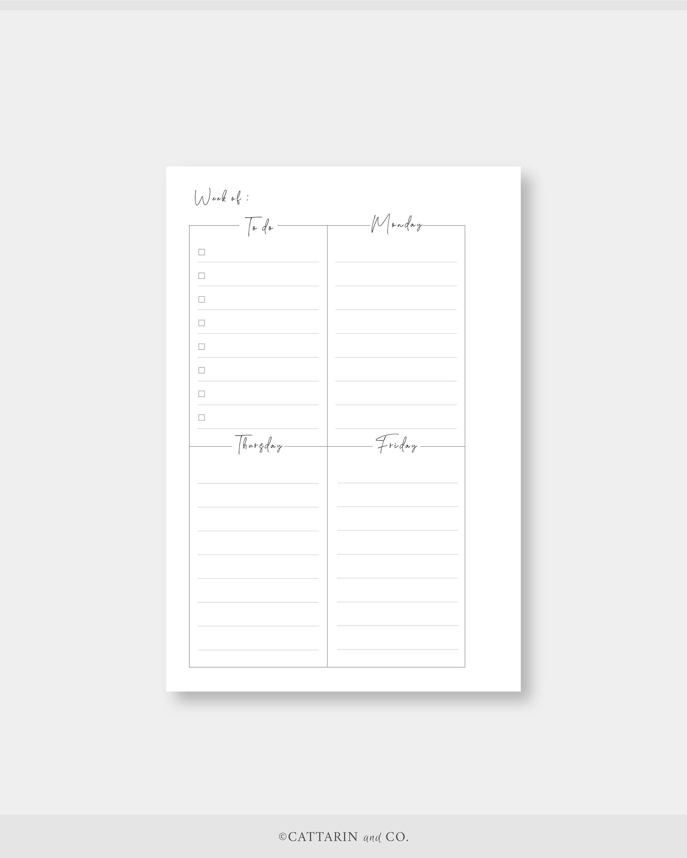Pocket, Weekly Planner Printable Week on Two Pages Wo2p Undated ...