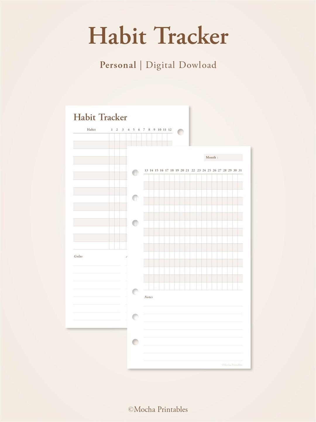 Personal, Monthly Habit Tracker Printable Routin Track PDF Inserts - Etsy