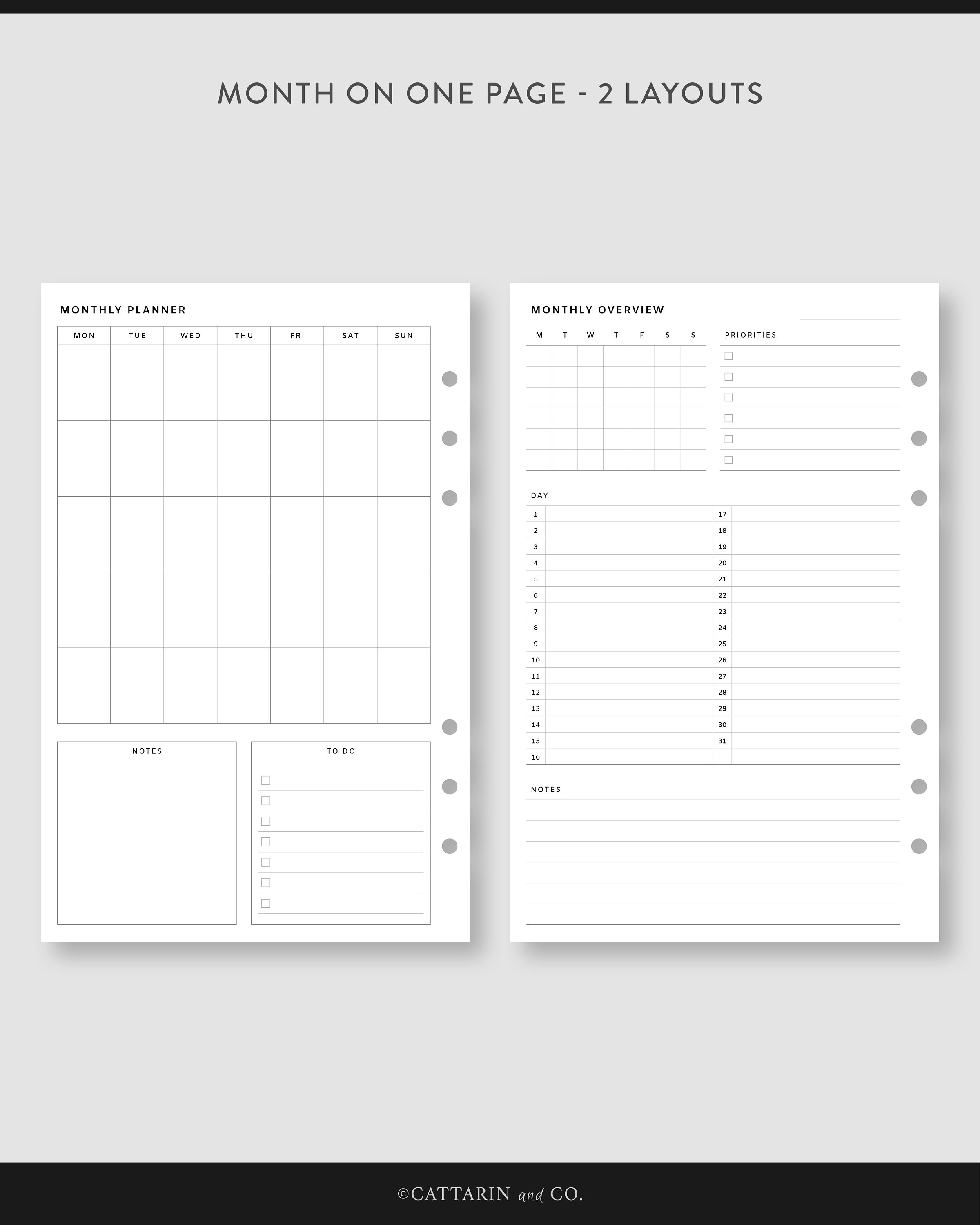 Half Letter, Undated Planner Bundle Printable Planner Kit Yearly ...
