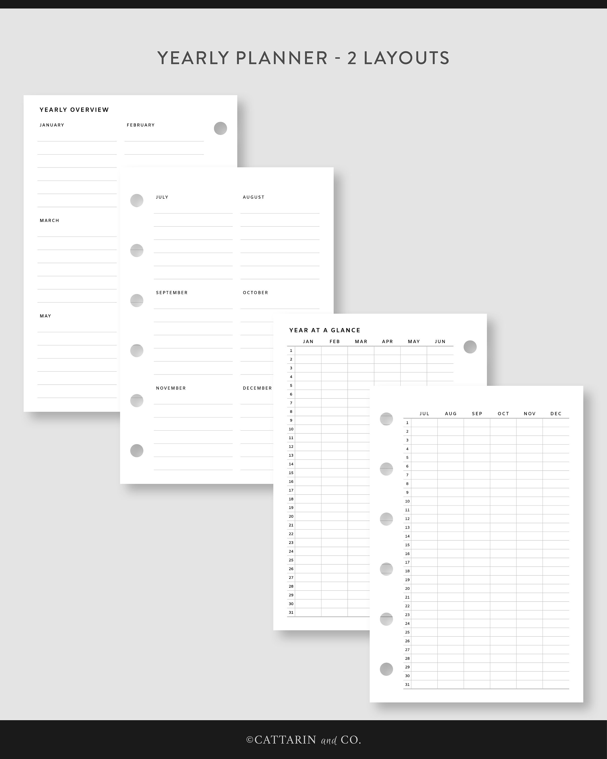 Pocket, Undated Planner Bundle | Printable Planner Kit | Yearly ...