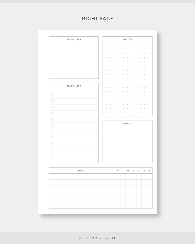 Half Letter, Weekly Planner Printable Week on Two Pages Weely Habit ...