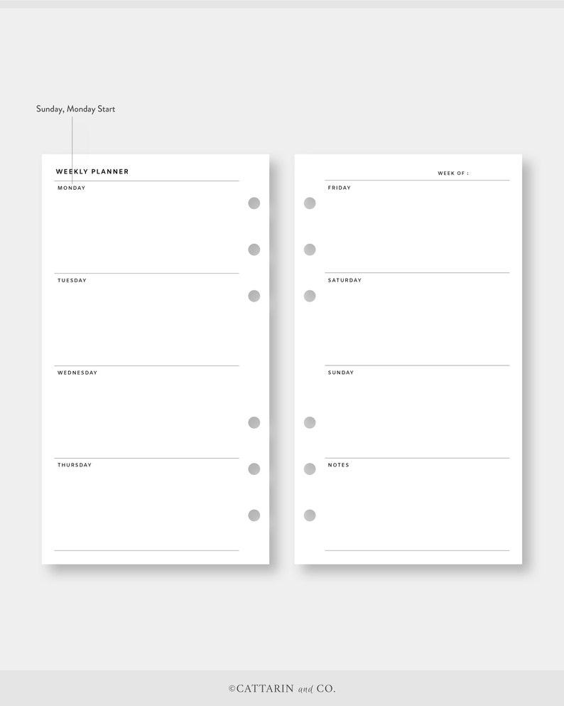 Personal, Weekly Planner Printable | Week on Two Pages | Undated ...