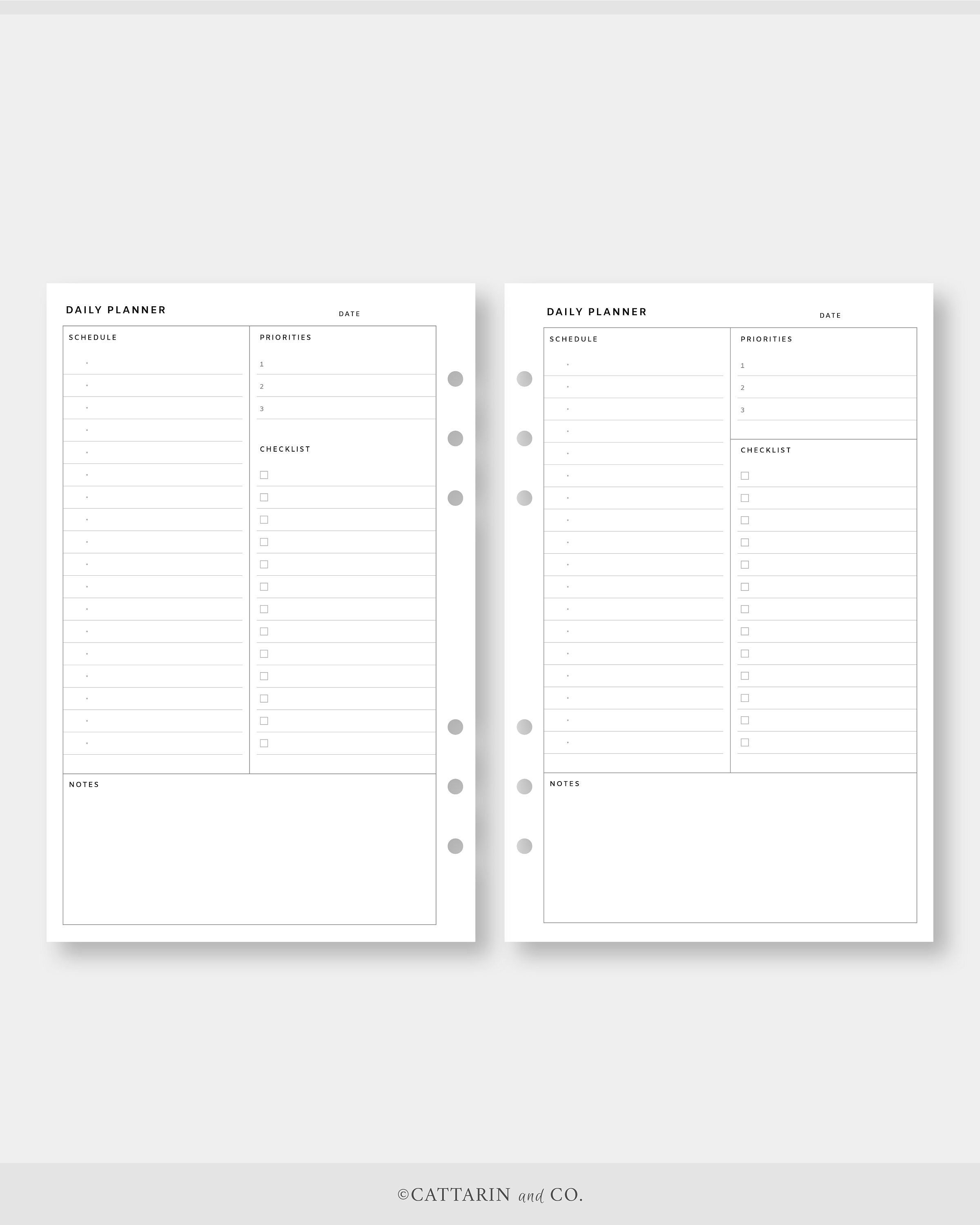 Half Letter Daily Planner Printable Day on One Page - Etsy