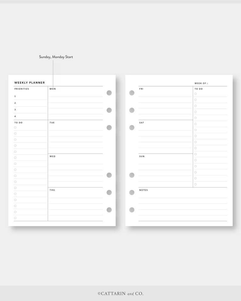 A6, Weekly Planner Printable | Week on Two Pages | Effective to Do List ...