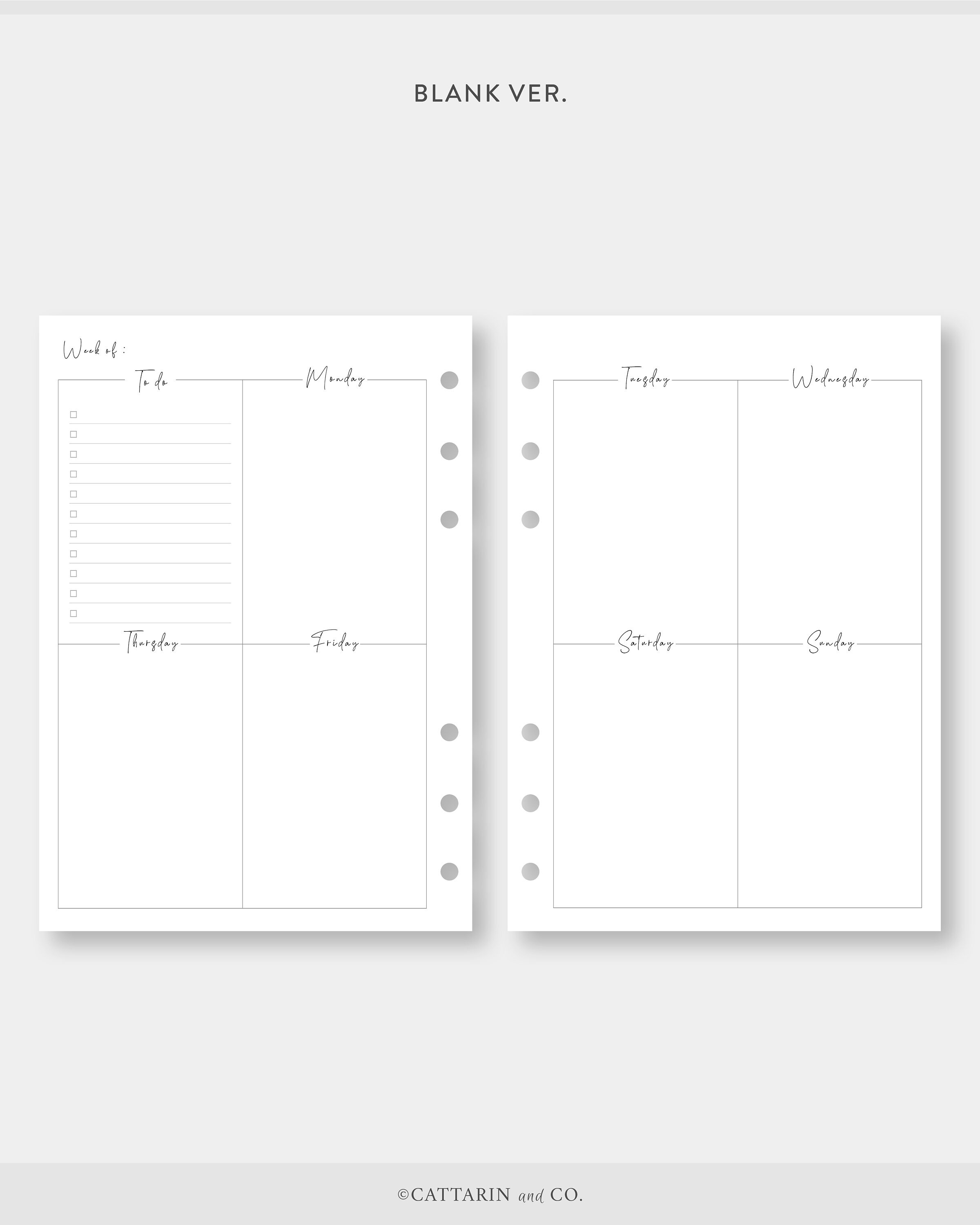 Personal Wide, Weekly Planner Printable | Week on Two Pages Wo2p ...