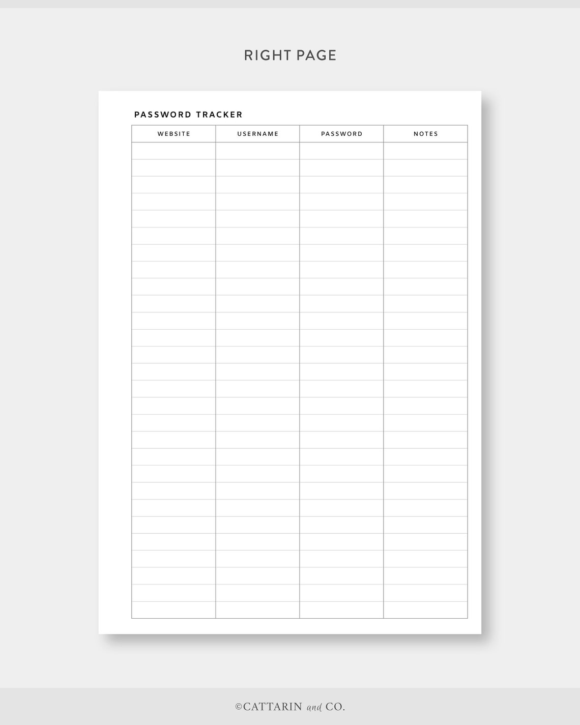 A5 Password Tracker Printable Password Log Password Keeper - Etsy