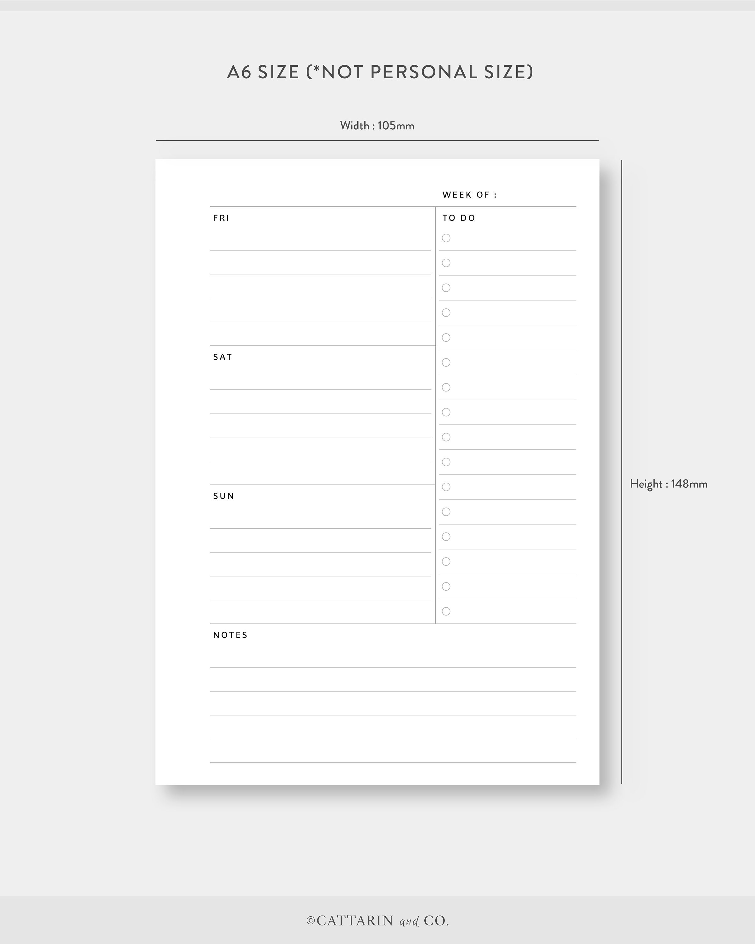 A6, Weekly Planner Printable Week on Two Pages Effective to Do List ...