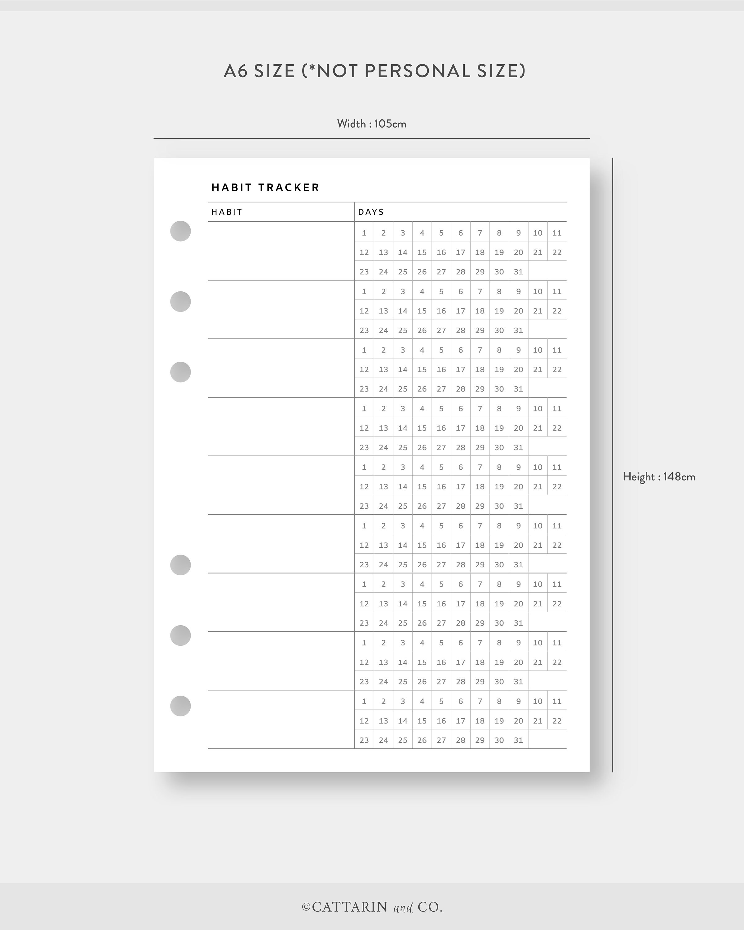 A6, Monthly Habit Tracker Printable | Routin Track | Simple Minimal ...