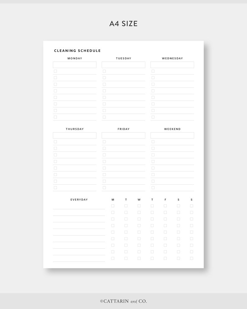 A4 | US Letter, Cleaning Schedule Editable | Printable Cleaning ...