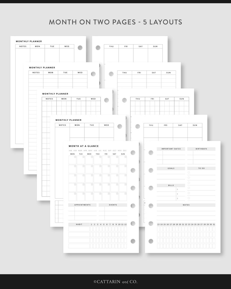 Pocket, Undated Planner Bundle | Printable Planner Kit | Yearly ...