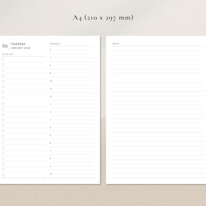 2026, 2027 Dated Daily Planner Printable | Day on Two Pages | A4, A5 ...