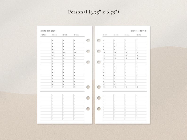 Veckoplanerare 2027–2028 | Timschema med att-göra-layout i PDF-format | A4, A5, US Letter, Half Letter, FC, Personlig, Personlig bred bild 7