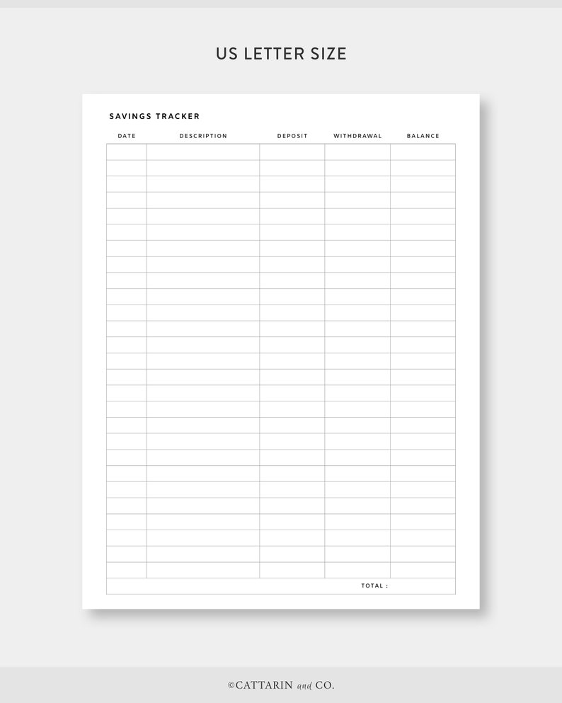 A4 US Letter, Savings Tracker Printable - Etsy