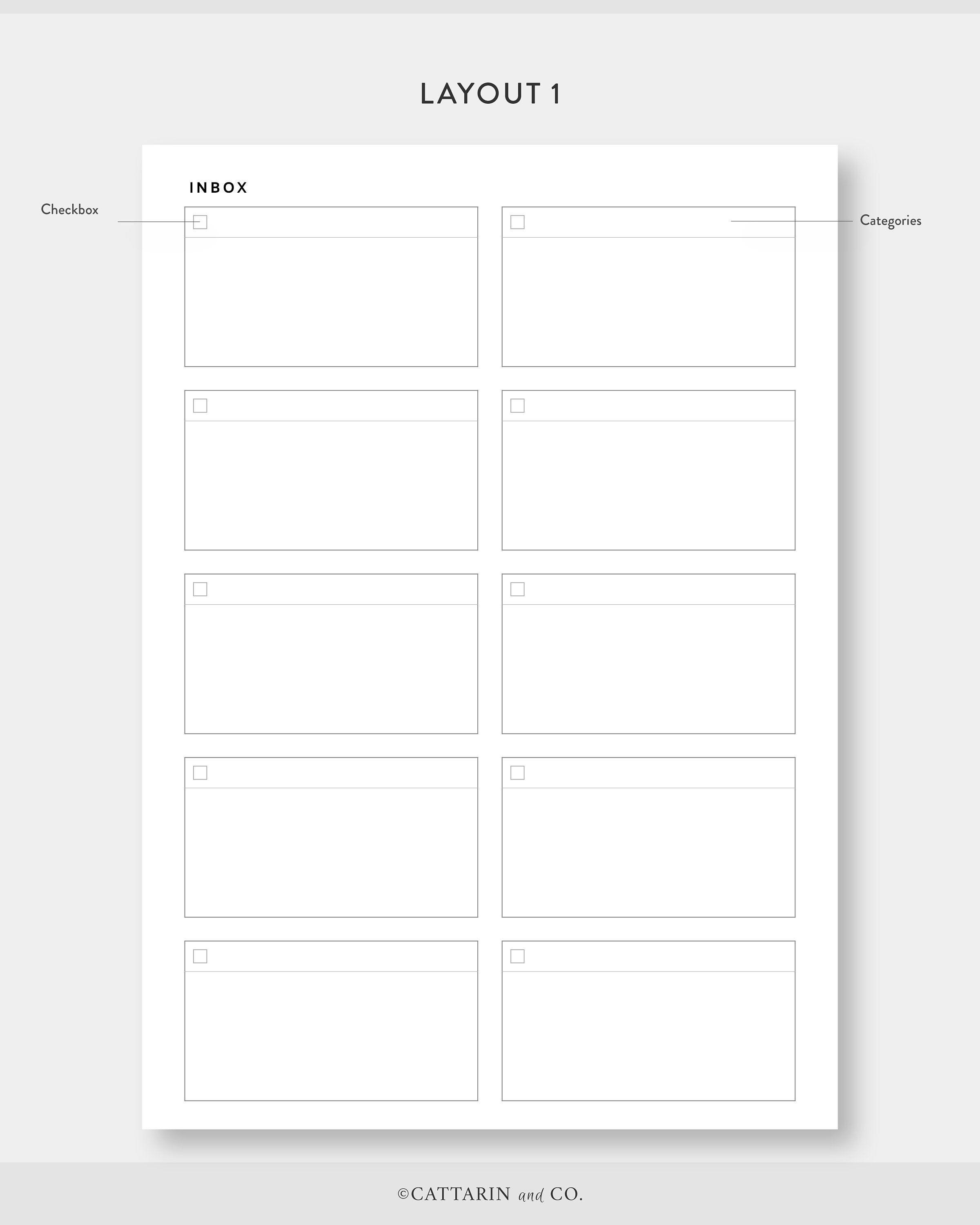 A4 | US Letter, Inbox Dashboard Printable | Blank, Grid Layout | Inbox ...