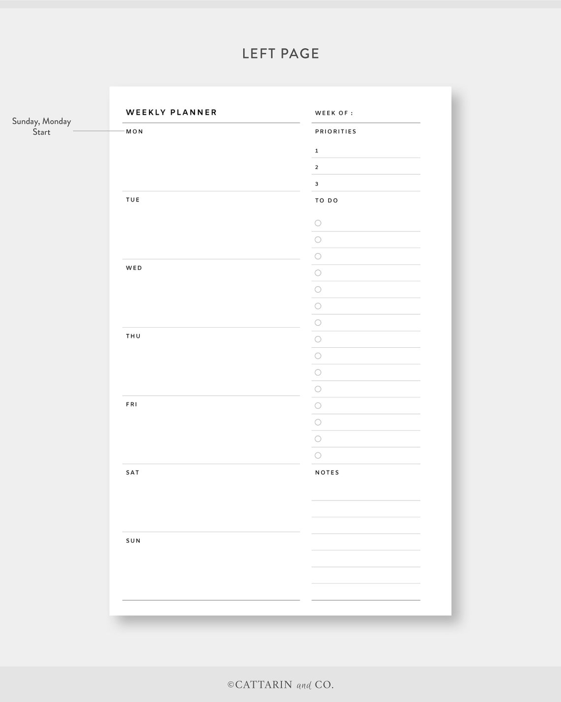 Half Letter, Weekly Planner Printable Minimalist to Do, Task List WO1P ...
