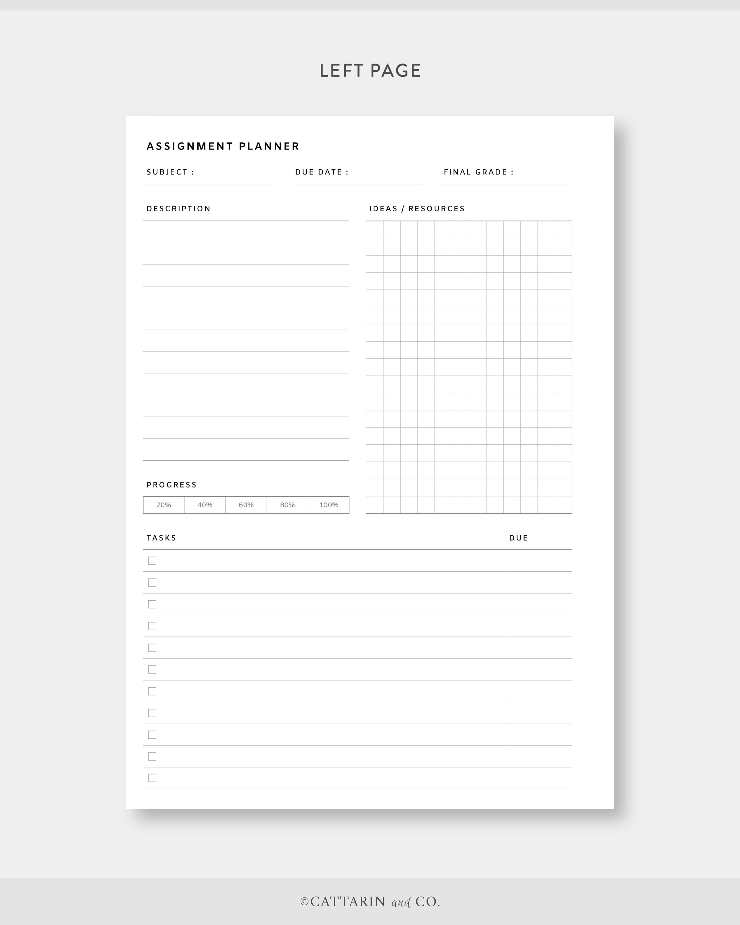 A5, Assignment Planner &amp; Tracker Printable Homework, Study Planner ...