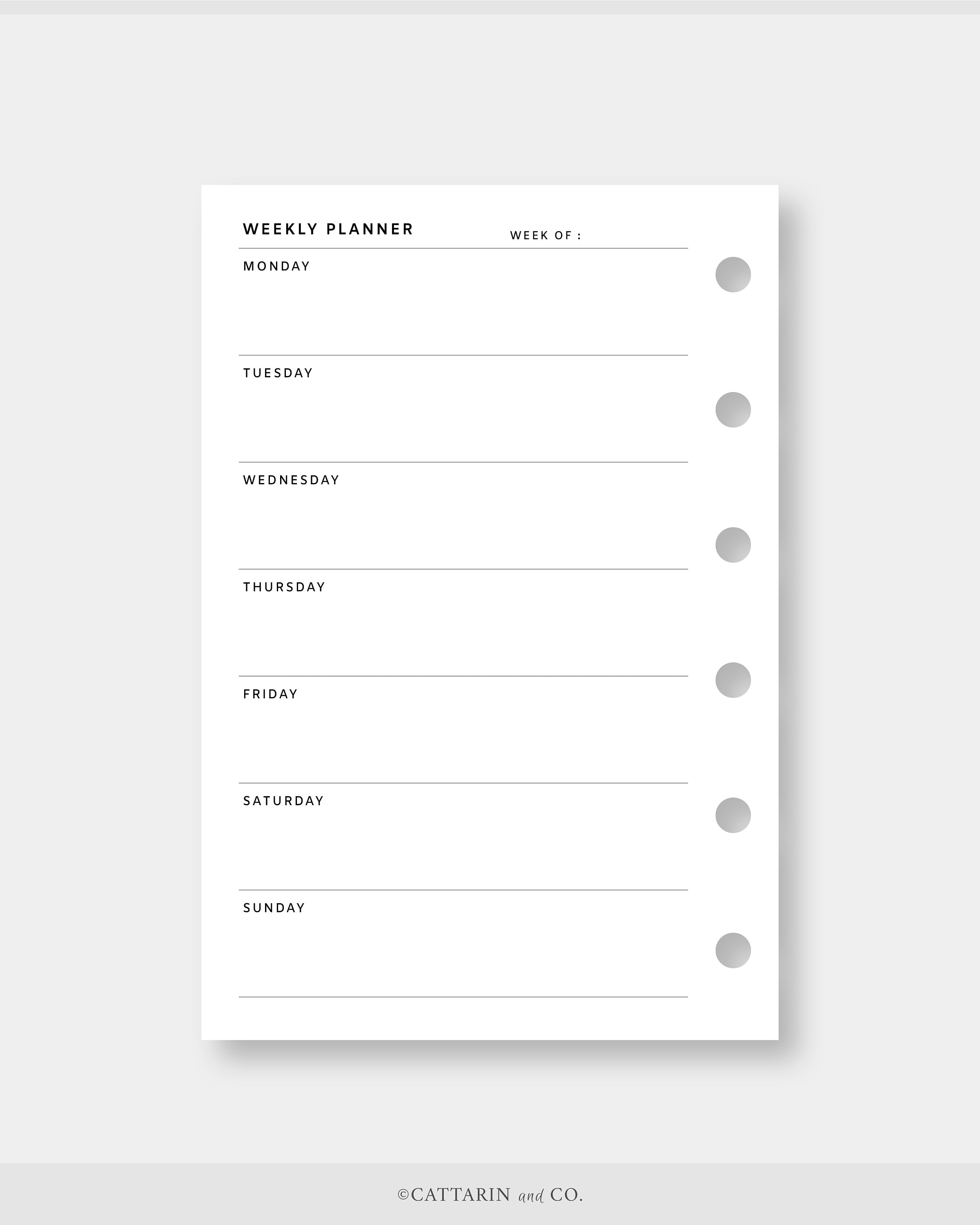 Pocket, Weekly Planner Printable Week on One Page Undated Template ...