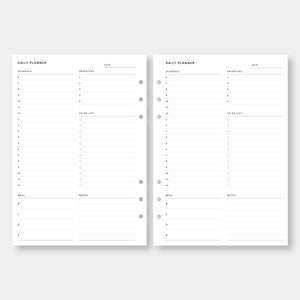 A5, Daily Planner Printable | Fillable , Editable | Day on One Page ...