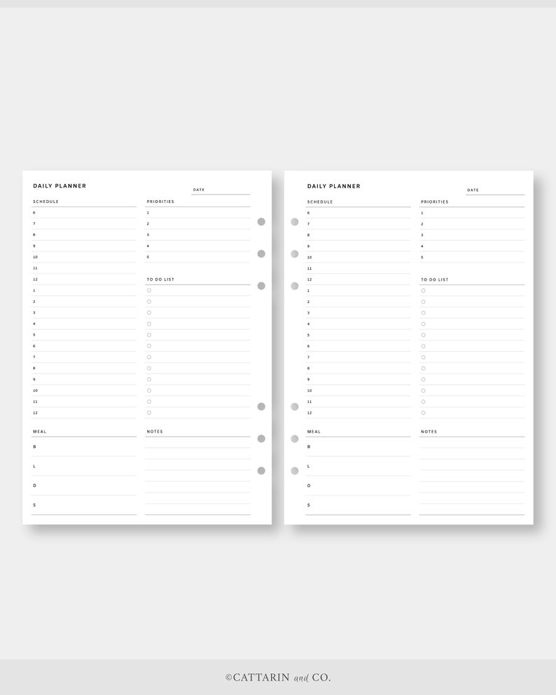 A5, Daily Planner Printable Fillable , Editable Day on One Page Undated ...