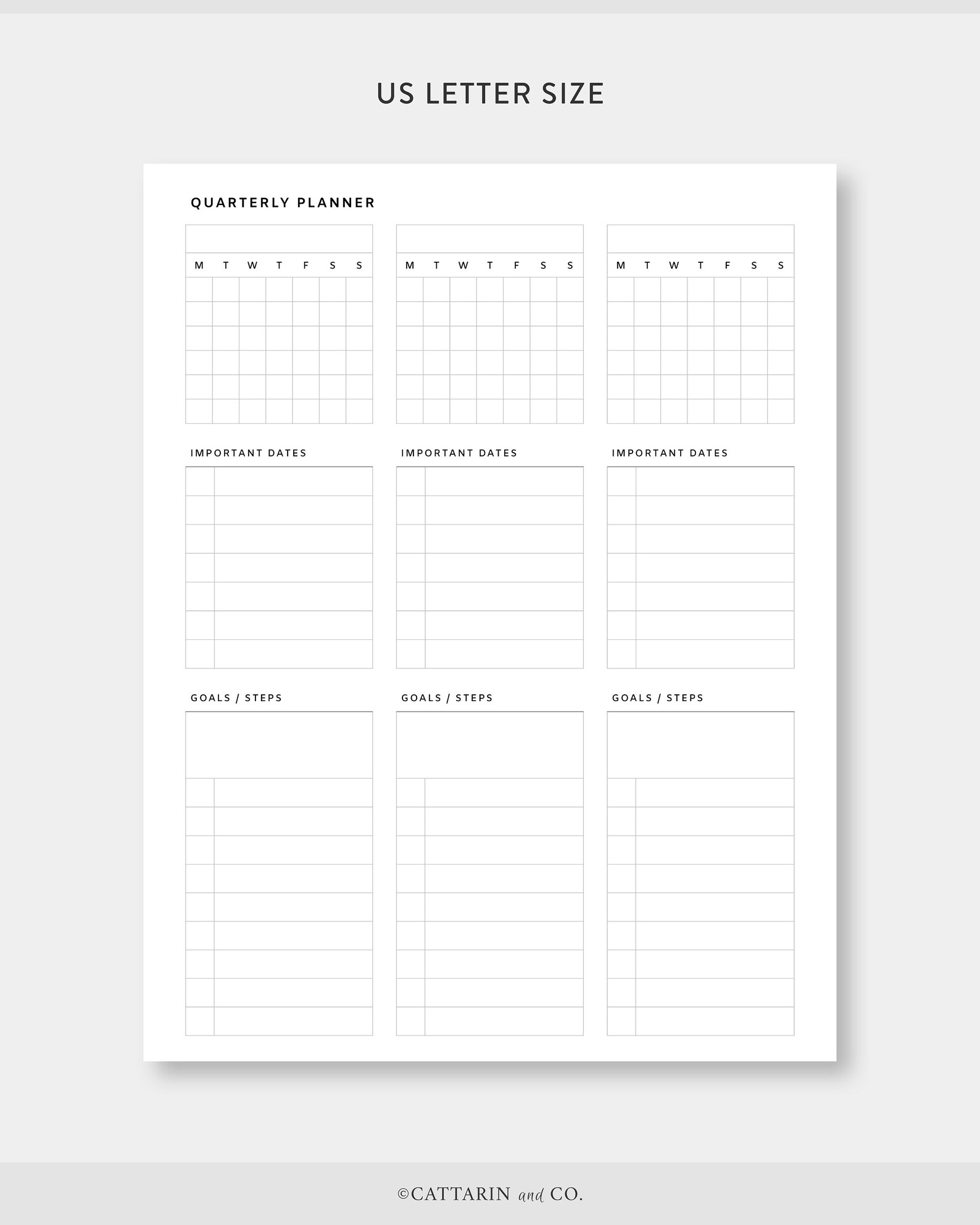 A4 US Letter, Quarterly Planner Printable Etsy UK