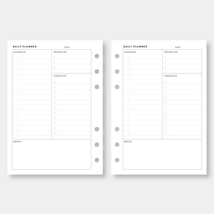 A6, Daily Planner Printable | Day on One Page | Undated Simple Template ...