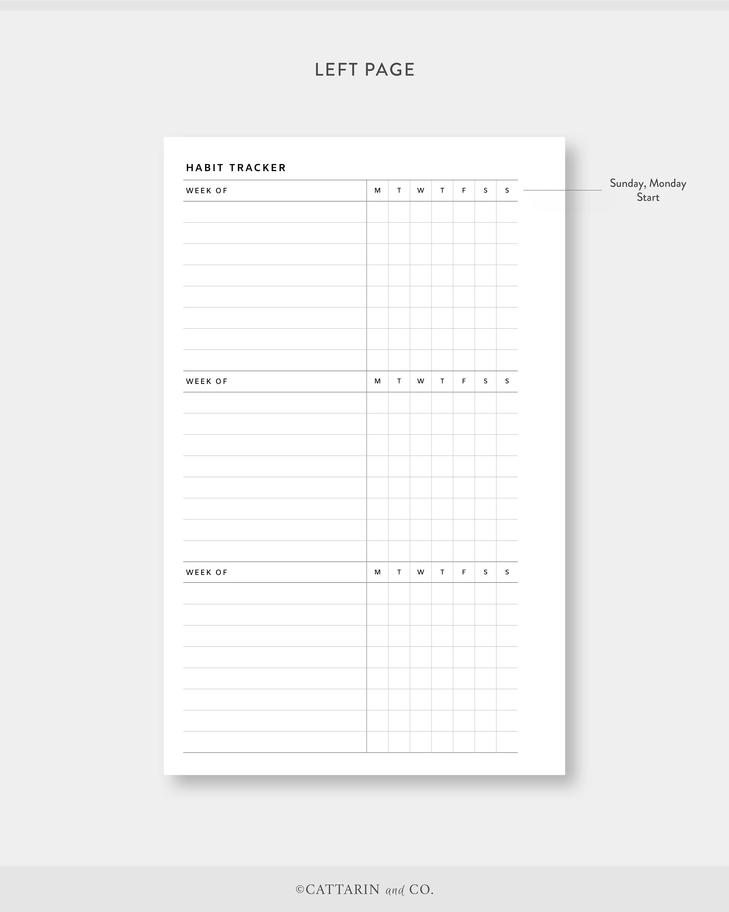 FC Compact Weekly Habit Tracker Printable | Routin Track | Simple ...