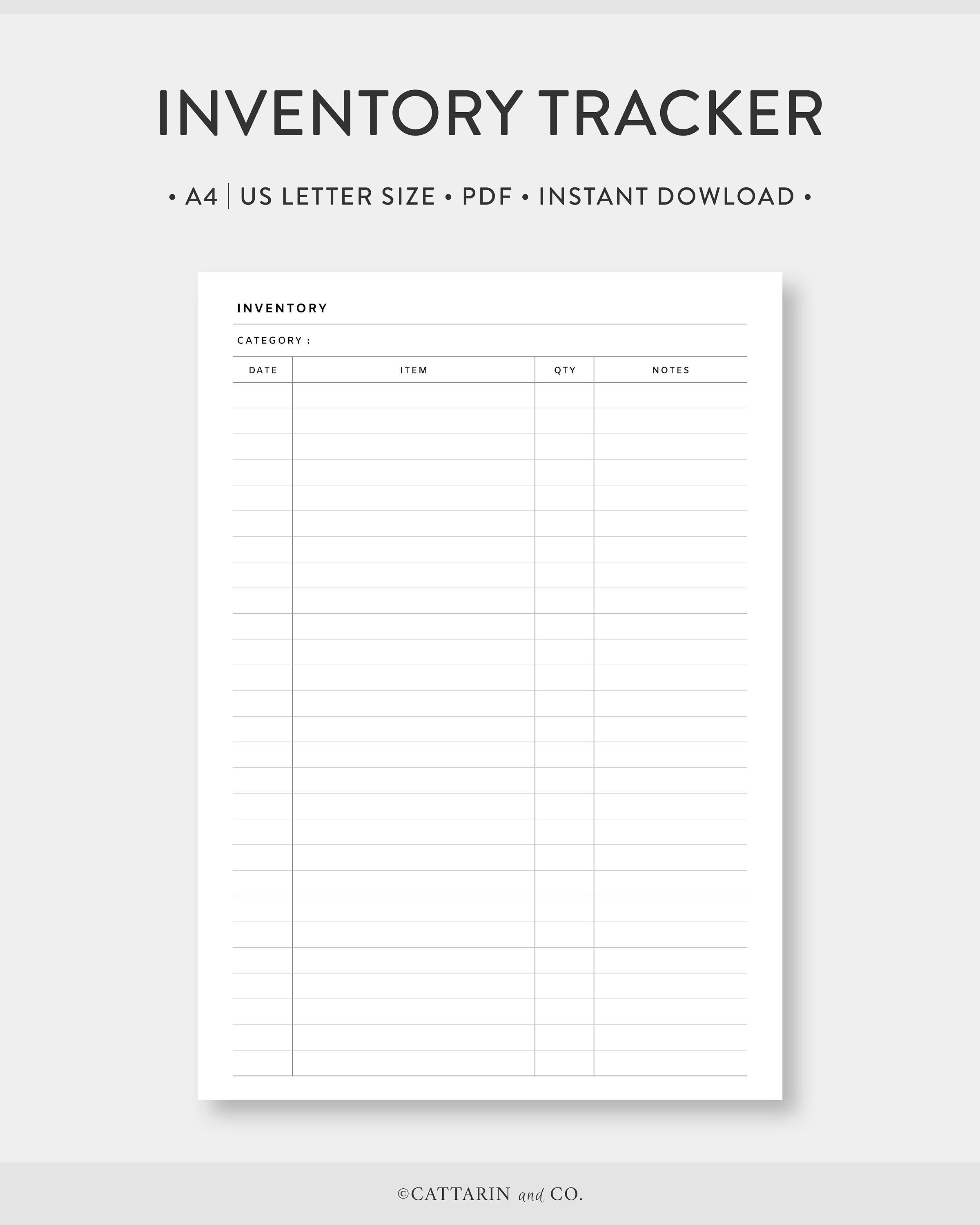 A4 | US Letter, Inventory Tracker Printable | Inventory Log List ...