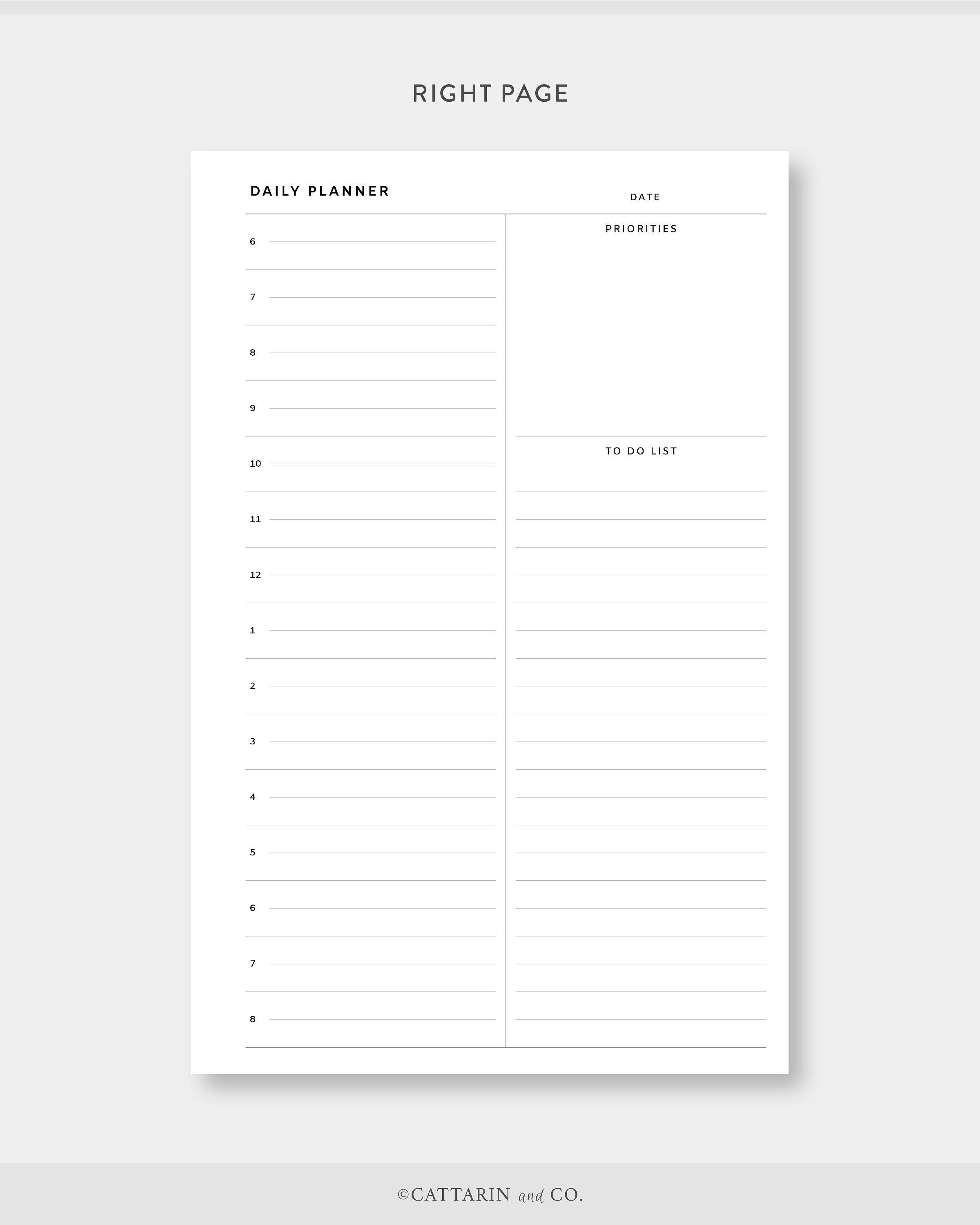 Half Letter, Half Hourly Daily Schedule Printable Day on One Page ...