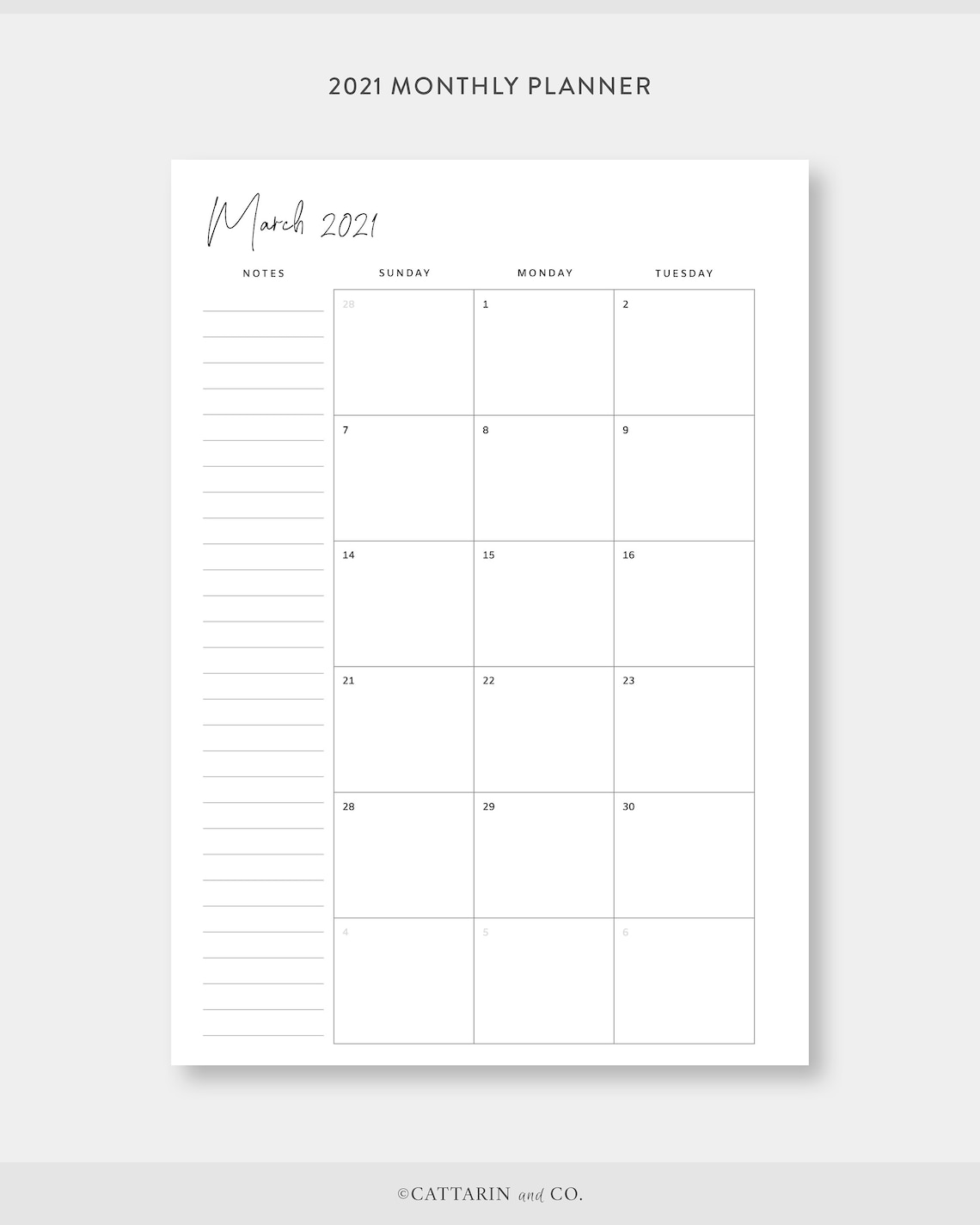 2021 2022 monthly planner printable calendar on two pages etsy