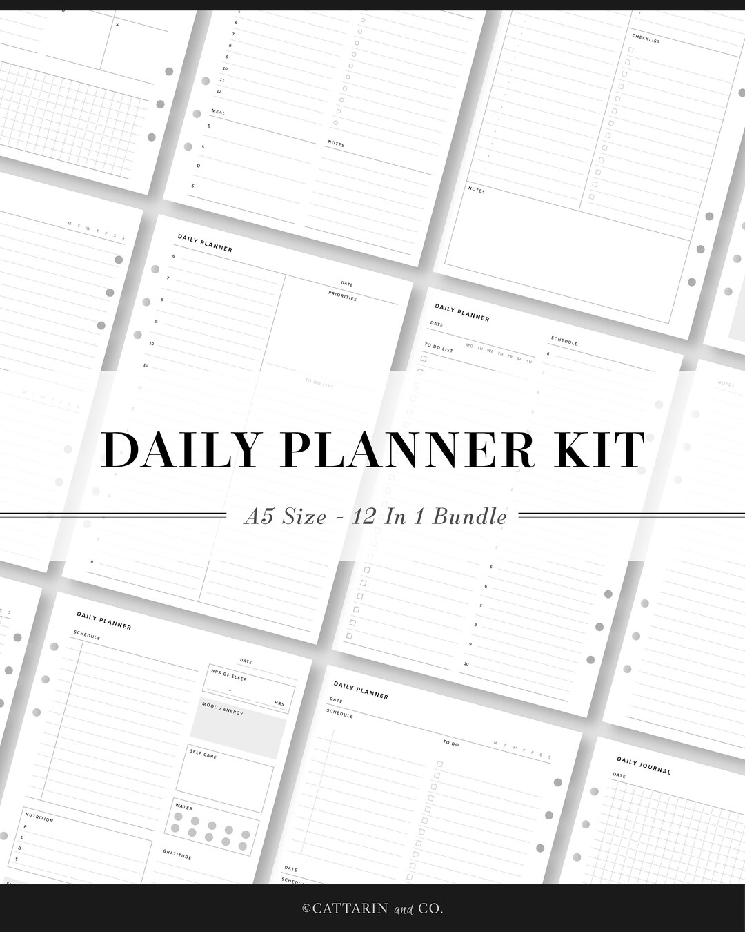 A5, Daily Planner Bundle | Printable Pdf Inserts | Daily Agenda, Daily ...
