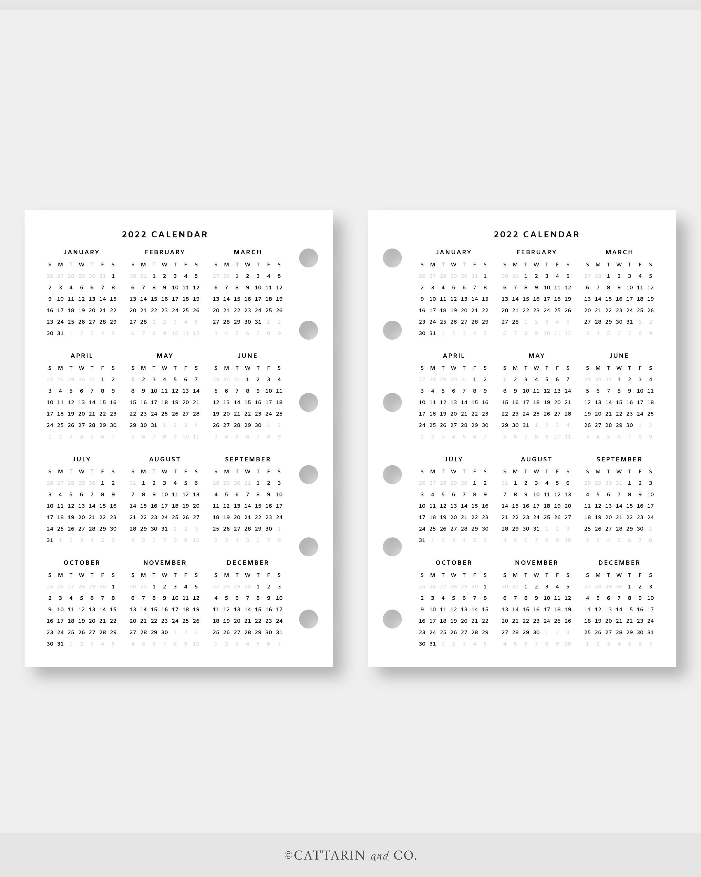 Pocket 2022 Yearly Calendar Printable Year At A Glance Etsy Uk