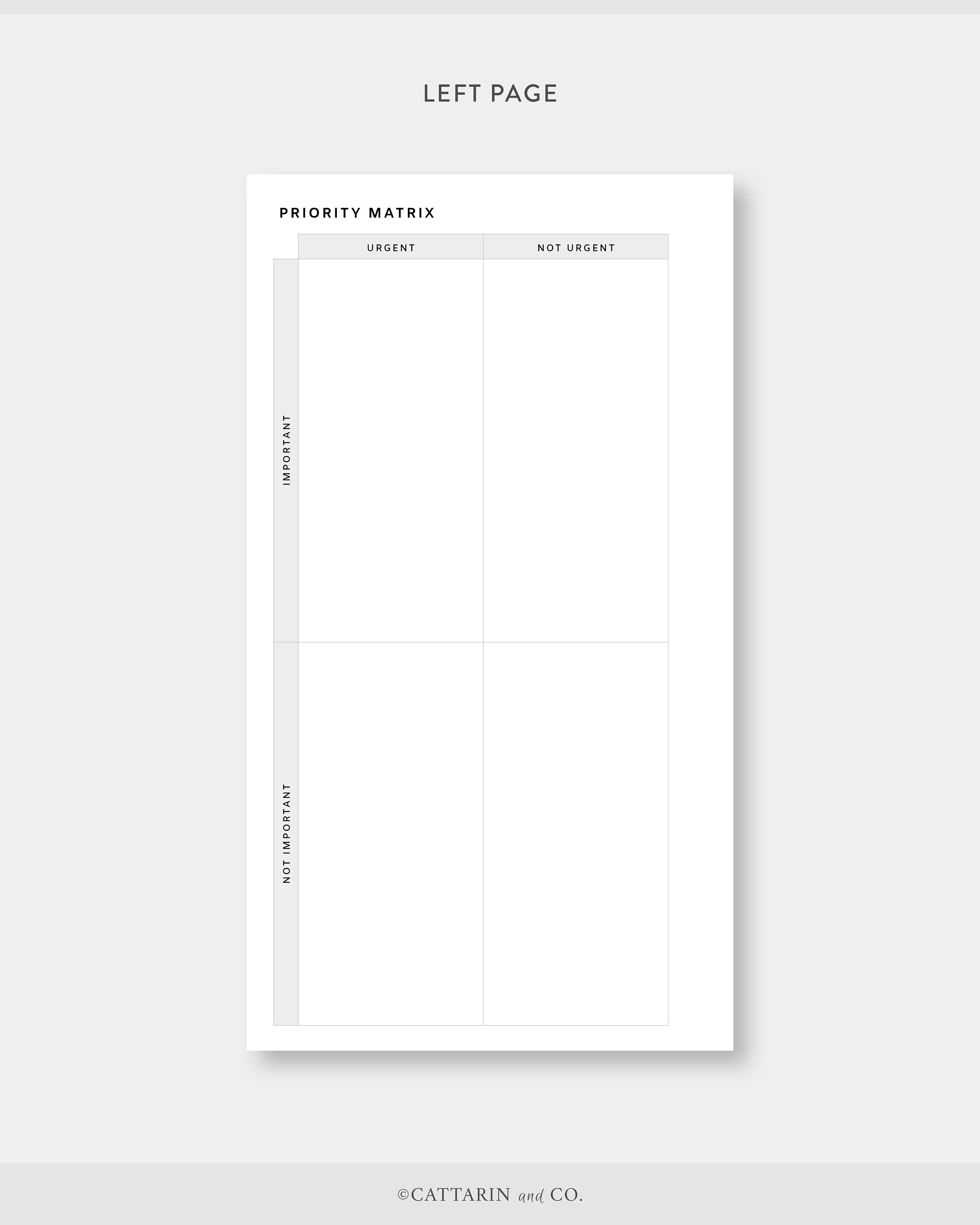 Personal Priority Matrix Printable Urgent Important To Do Etsy