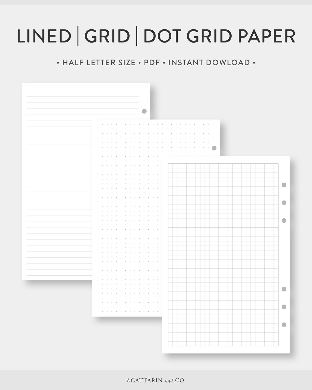 Halfletter, Lined Notes, Grid Paper, Dot Grid Set | Essential Bundle ...