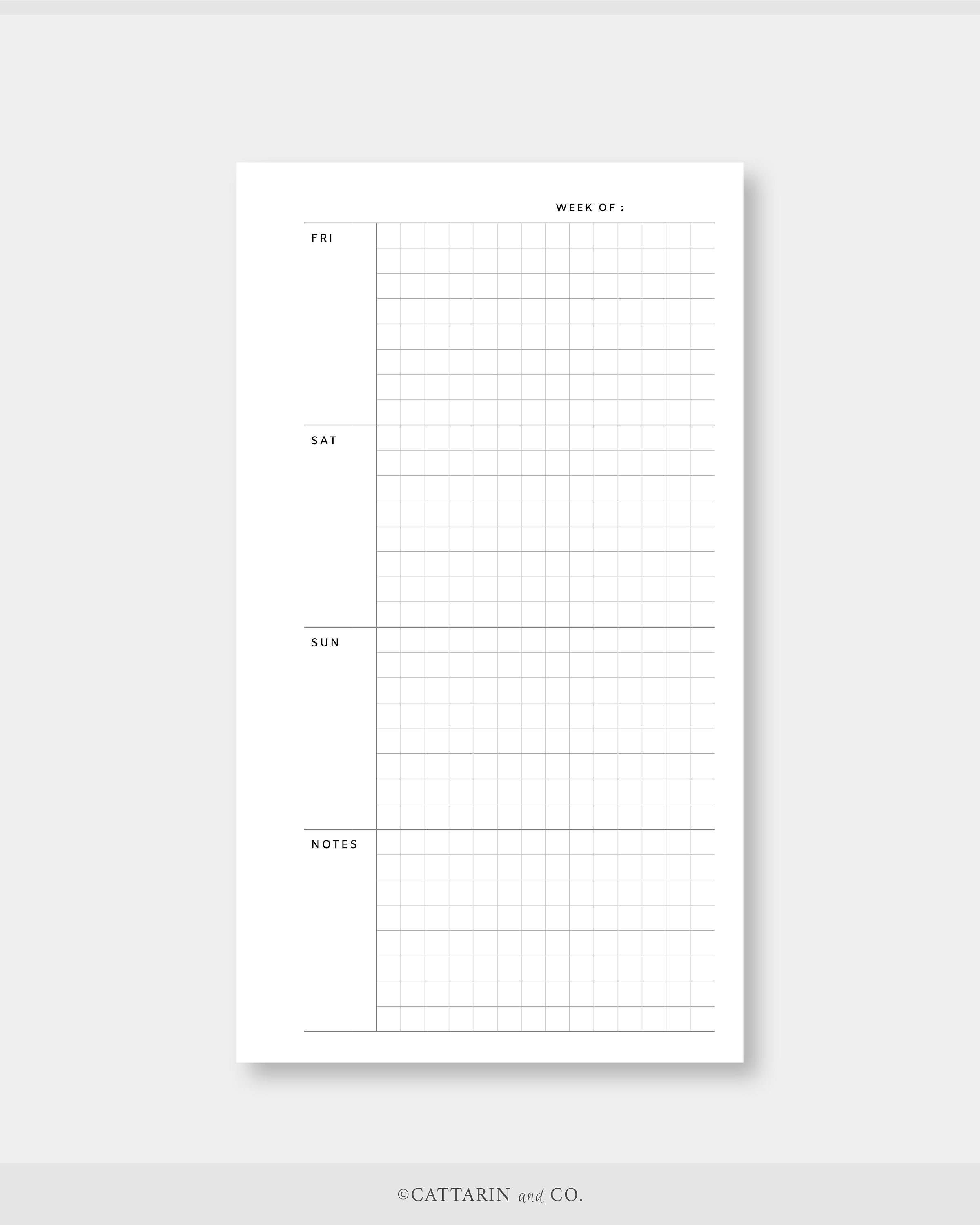 Personal, Weekly Planner Printable Grid | Week on Two Pages | Undated ...
